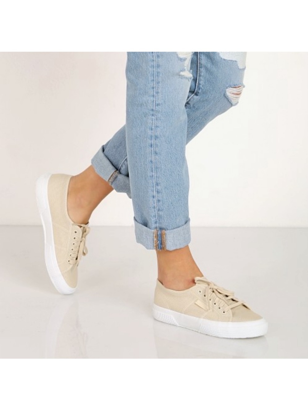 Superga Cream Canvas Sneakers Size 8.5